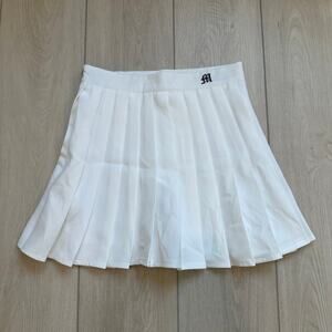 White pleated monogram M high waisted mini skirt small